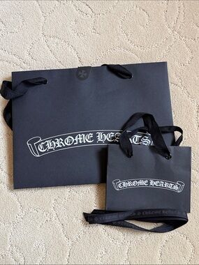 2 Chrome Hearts Black Tote with Logo plus a bonus ribbon